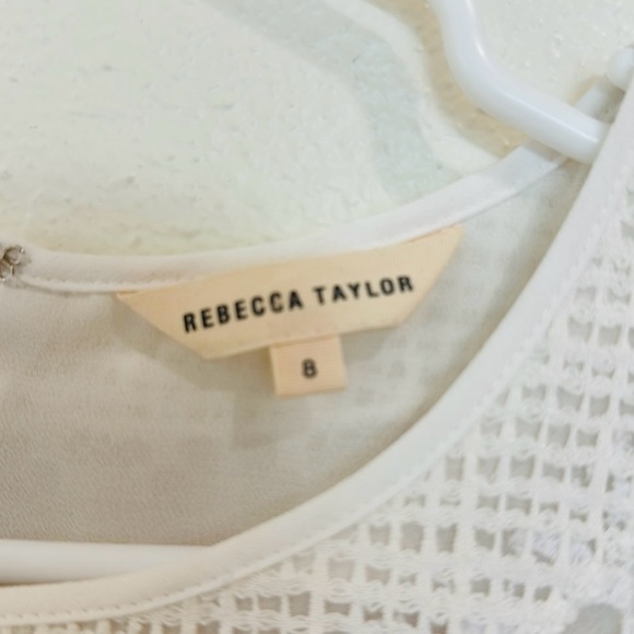 Rebecca Taylor White Short Sleeve Lace silk Tiered Top 8 Designer Brand - Picture 4 of 9